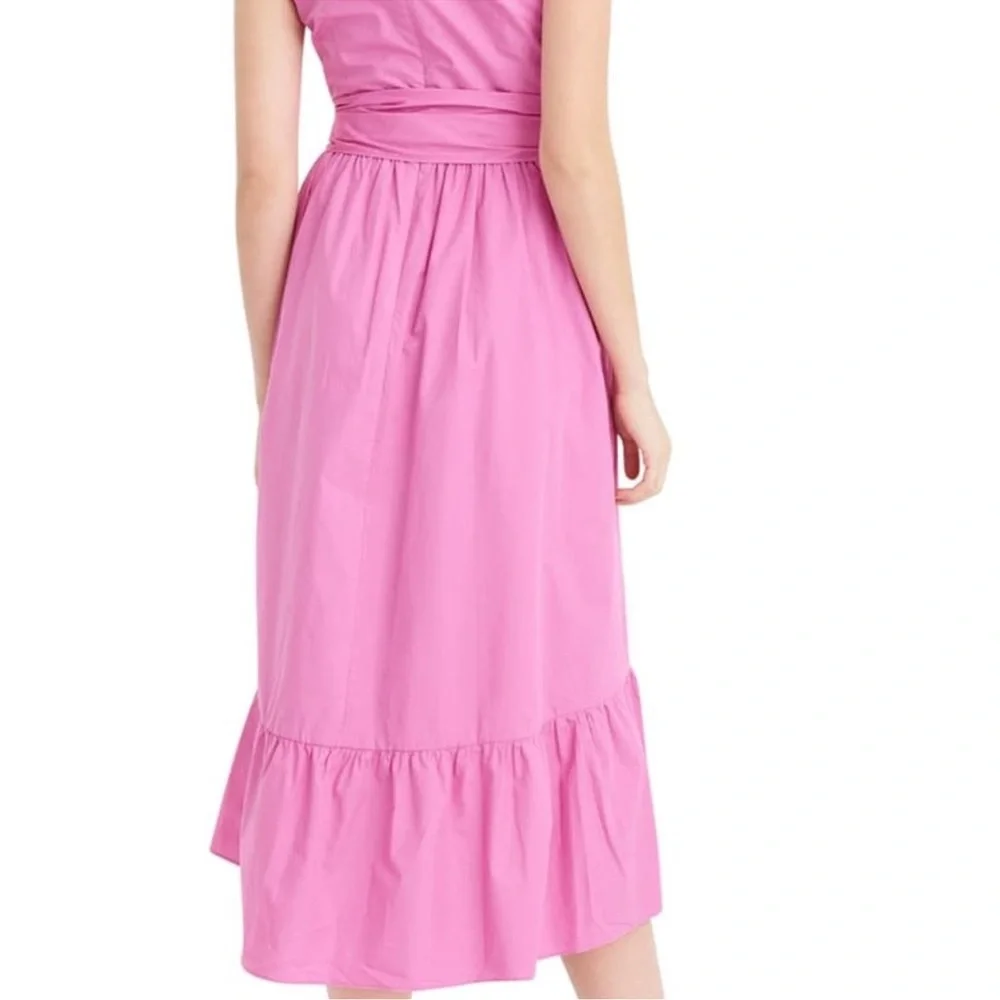 J. Crew Faux Wrap Cotton Poplin Dress In Camel - Picture 3 of 11